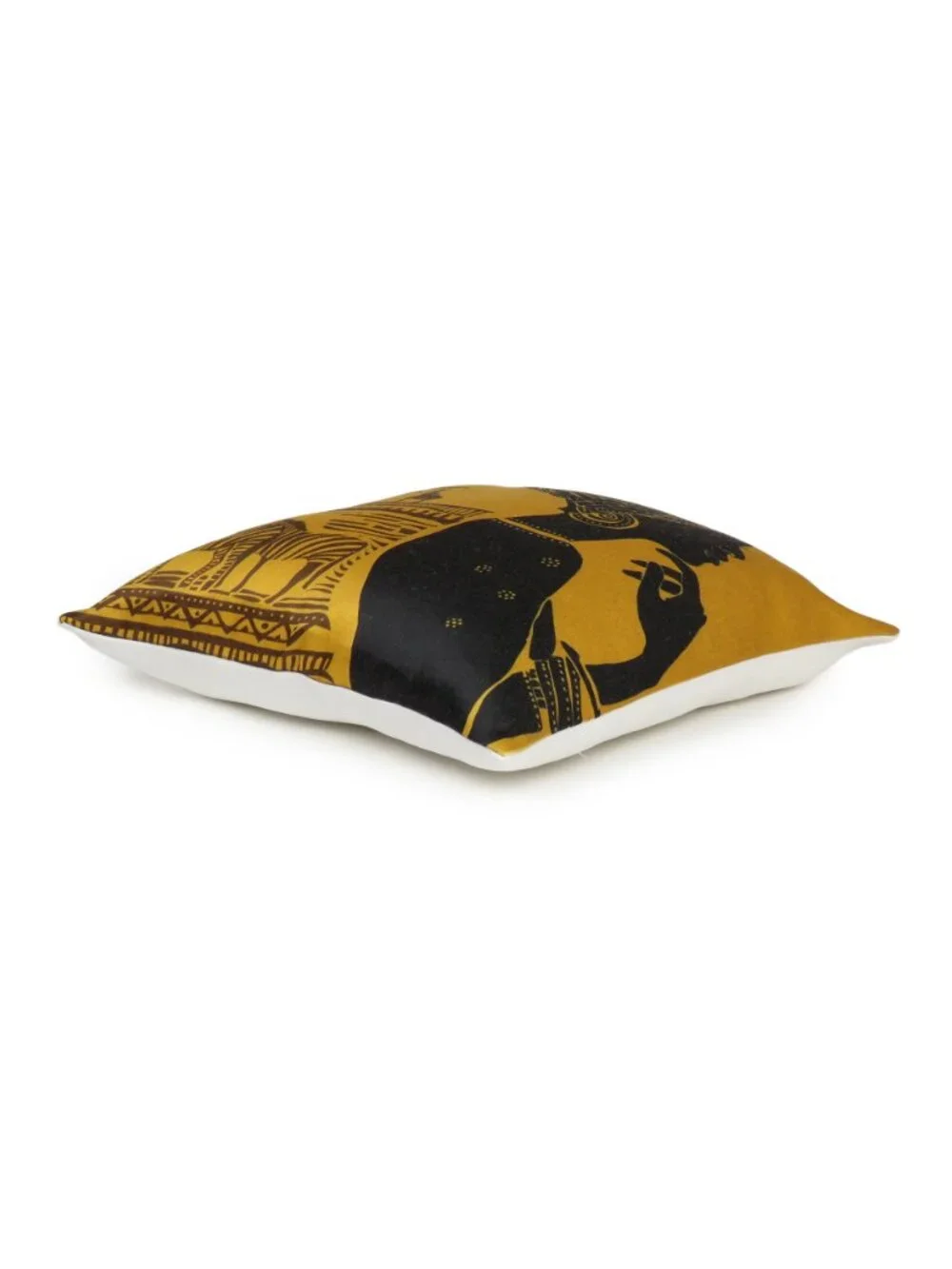 Oussum Yellow Lady Printed Cotton Cushion Cover Boho Pillow case Set Of 2